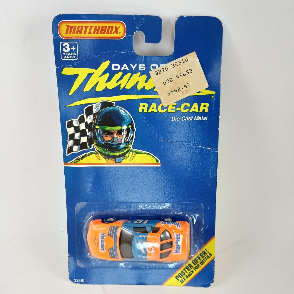 1990 MATCHBOX DAYS OF THUNDER RACE CAR‎ #18 Hardee's Die Cast - Sealed on card